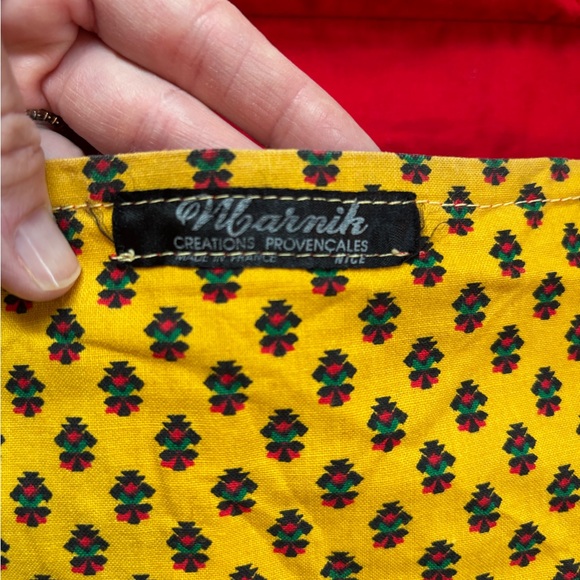 French Country Fabric Hanging Wall Organizer Mustard Provincial Print (11x30”) - Picture 8 of 16